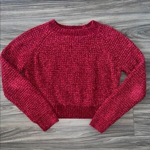 Altar'd State Chenille Crewneck Sweater in Deep Red